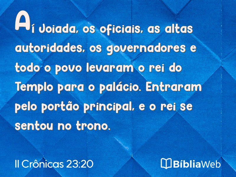 II Crônicas 23:20 em imagem para compartilhar