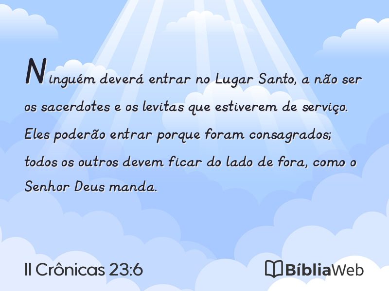 II Crônicas 23:6 em imagem para compartilhar