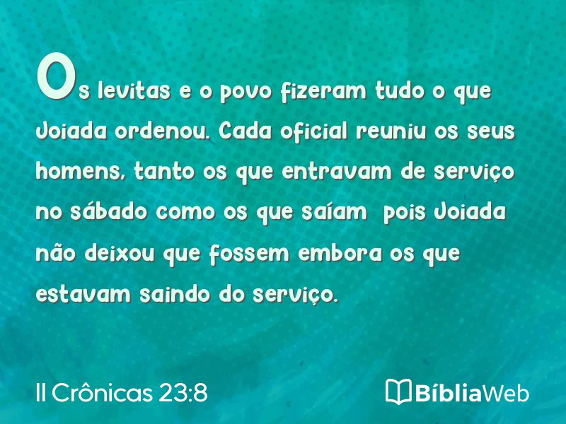 II Crônicas 23:8 em imagem para compartilhar