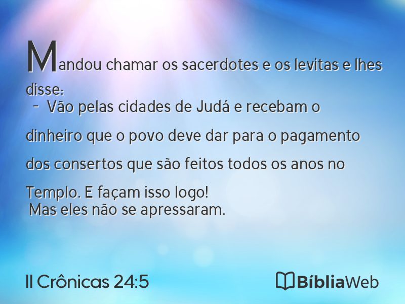 II Crônicas 24:5 em imagem para compartilhar