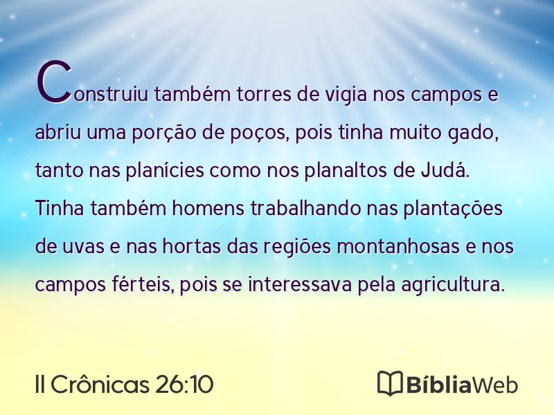II Crônicas 26:10 em imagem para compartilhar