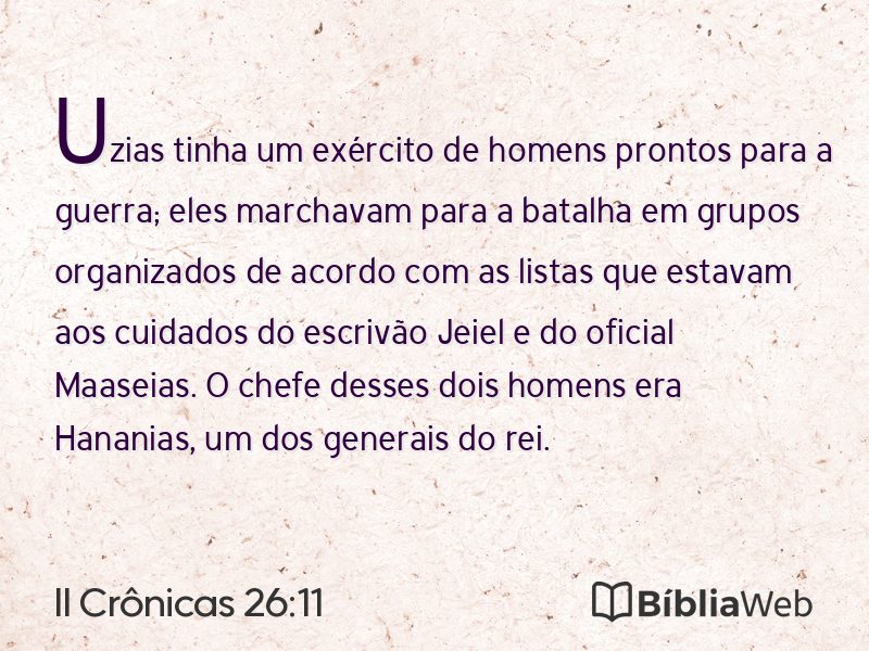 II Crônicas 26:11 em imagem para compartilhar