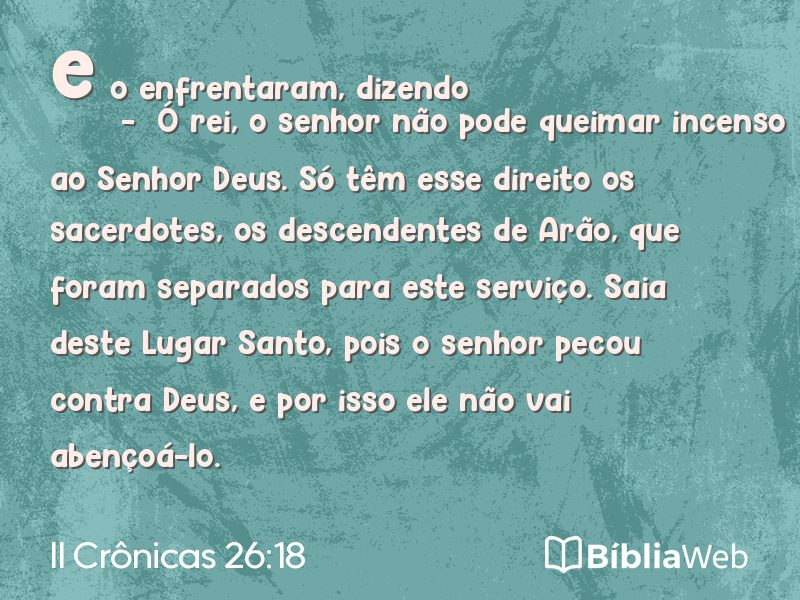 II Crônicas 26:18 em imagem para compartilhar