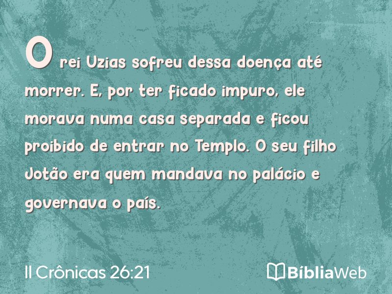 II Crônicas 26:21 em imagem para compartilhar