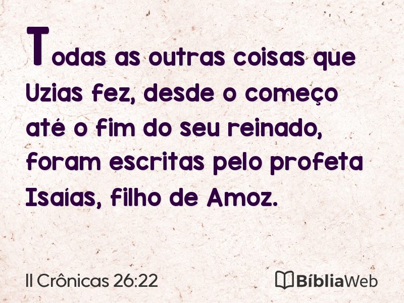II Crônicas 26:22 em imagem para compartilhar