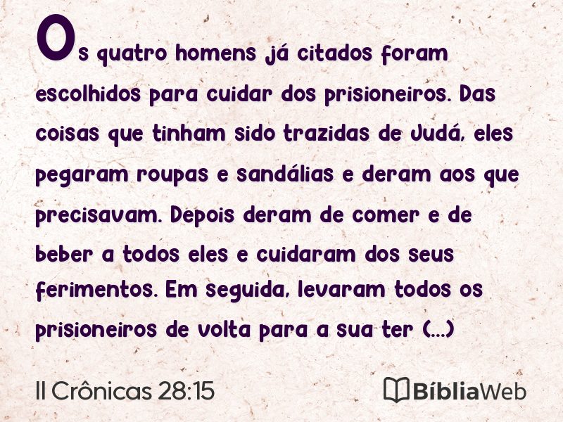 II Crônicas 28:15 em imagem para compartilhar