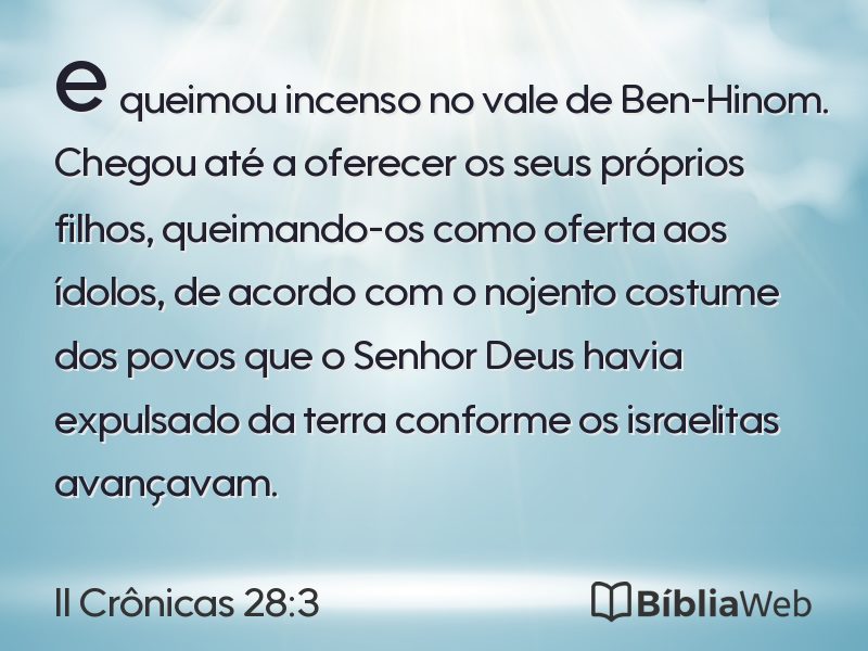 II Crônicas 28:3 em imagem para compartilhar