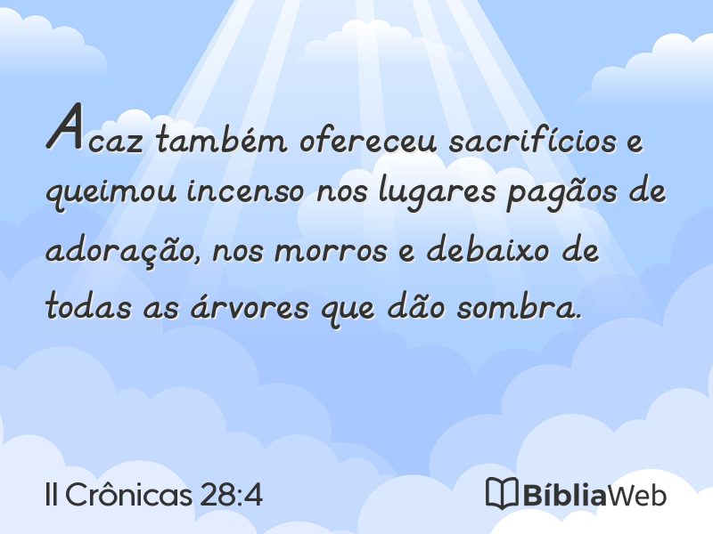 II Crônicas 28:4 em imagem para compartilhar