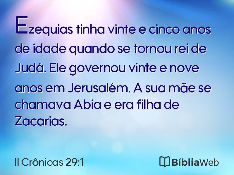 II Crônicas 29:1 em imagem para compartilhar
