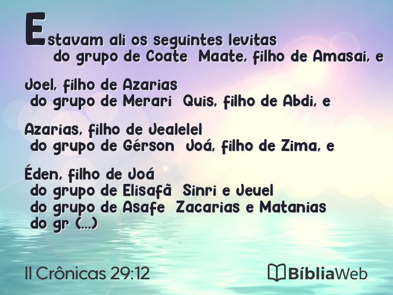 II Crônicas 29:12 em imagem para compartilhar