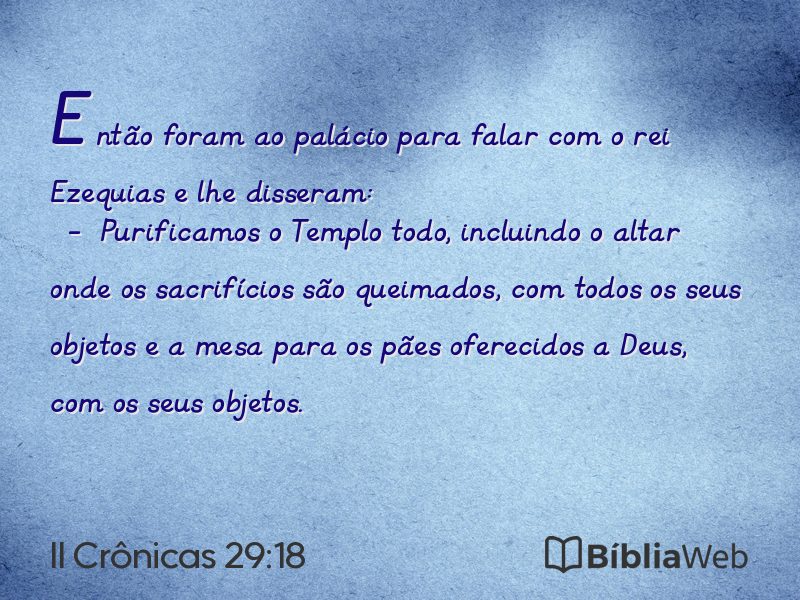 II Crônicas 29:18 em imagem para compartilhar