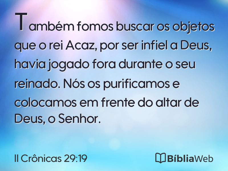 II Crônicas 29:19 em imagem para compartilhar