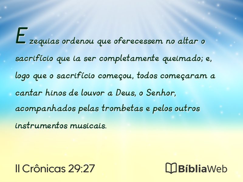 II Crônicas 29:27 em imagem para compartilhar