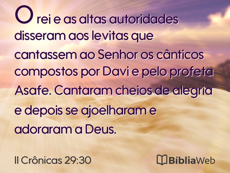 II Crônicas 29:30 em imagem para compartilhar