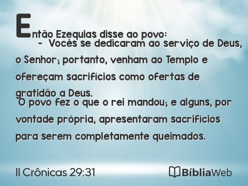 II Crônicas 29:31 em imagem para compartilhar