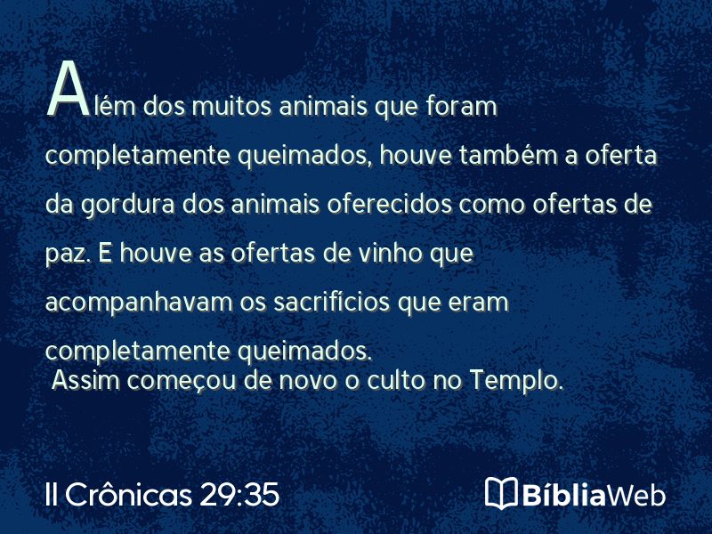 II Crônicas 29:35 em imagem para compartilhar
