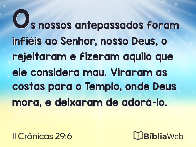 II Crônicas 29:6 em imagem para compartilhar