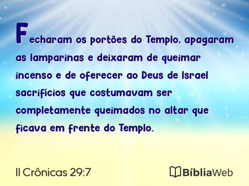 II Crônicas 29:7 em imagem para compartilhar