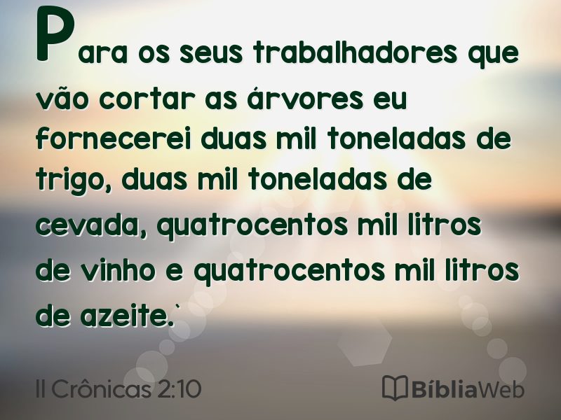 II Crônicas 2:10 em imagem para compartilhar