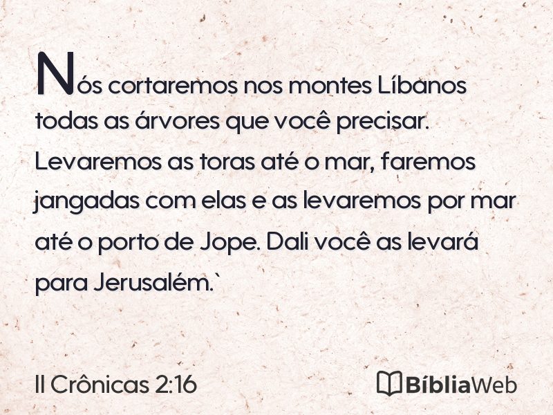 II Crônicas 2:16 em imagem para compartilhar