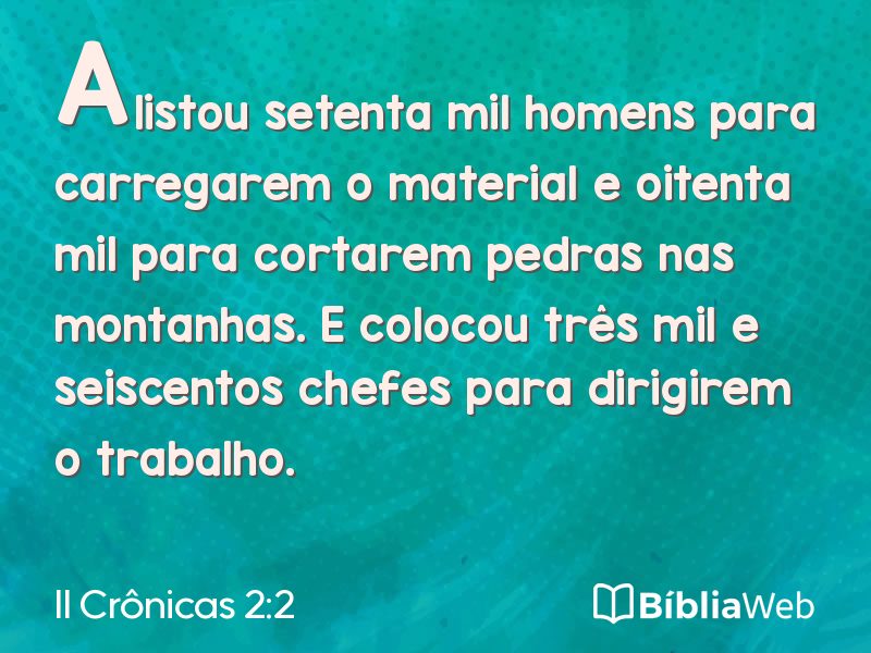 II Crônicas 2:2 em imagem para compartilhar