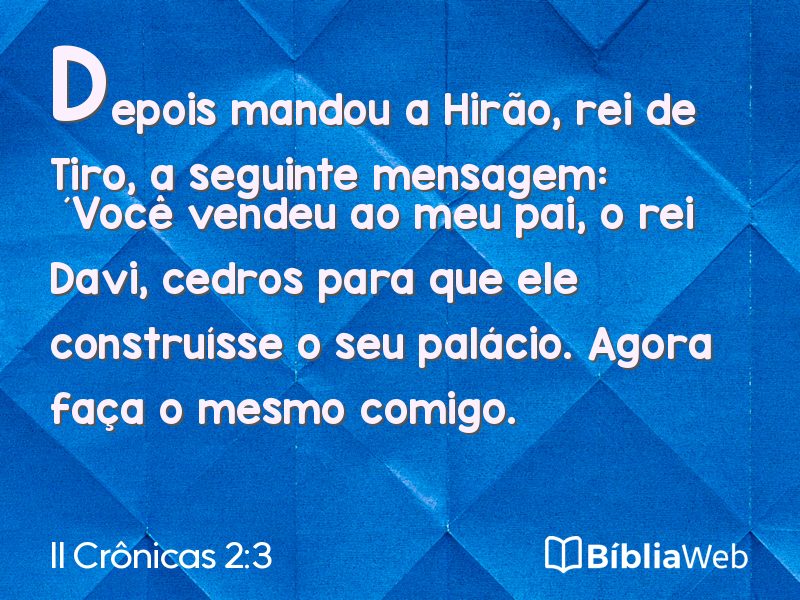 II Crônicas 2:3 em imagem para compartilhar