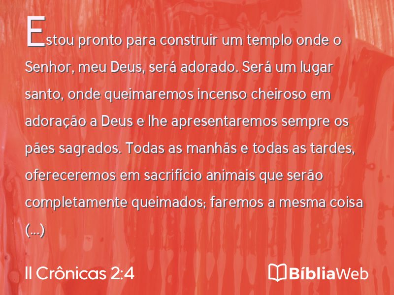 II Crônicas 2:4 em imagem para compartilhar