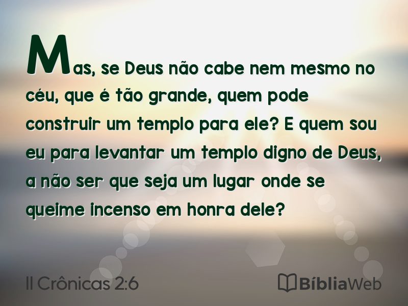 II Crônicas 2:6 em imagem para compartilhar