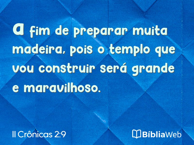 II Crônicas 2:9 em imagem para compartilhar