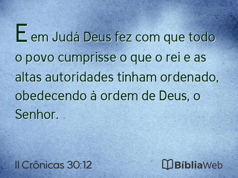 II Crônicas 30:12 em imagem para compartilhar