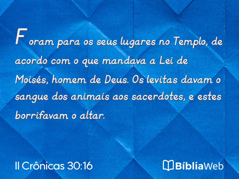 II Crônicas 30:16 em imagem para compartilhar