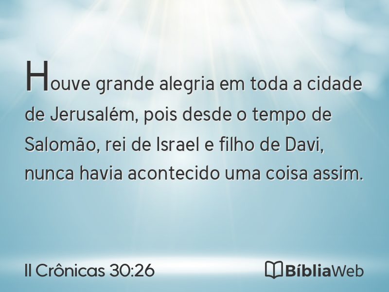II Crônicas 30:26 em imagem para compartilhar