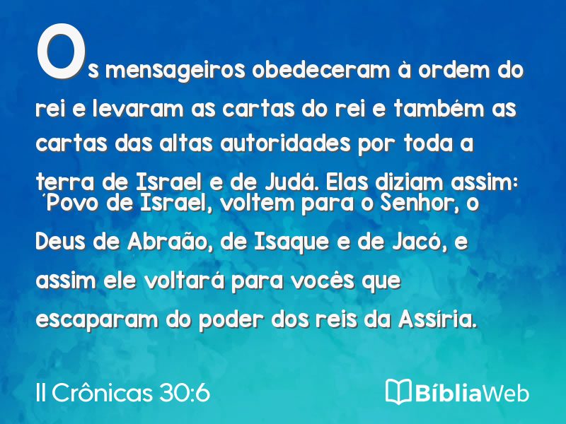 II Crônicas 30:6 em imagem para compartilhar