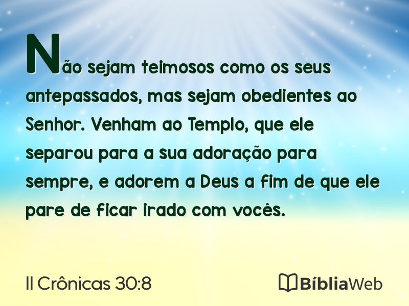 II Crônicas 30:8 em imagem para compartilhar