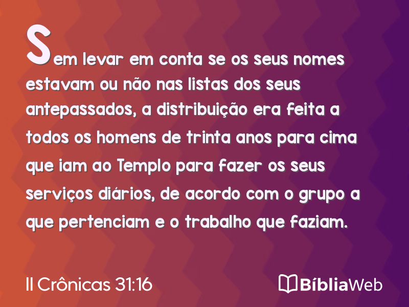 II Crônicas 31:16 em imagem para compartilhar