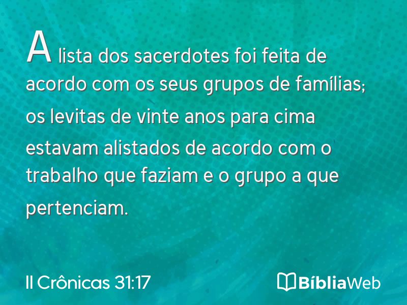 II Crônicas 31:17 em imagem para compartilhar