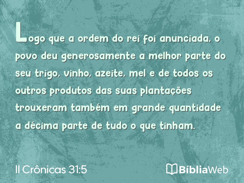 II Crônicas 31:5 em imagem para compartilhar
