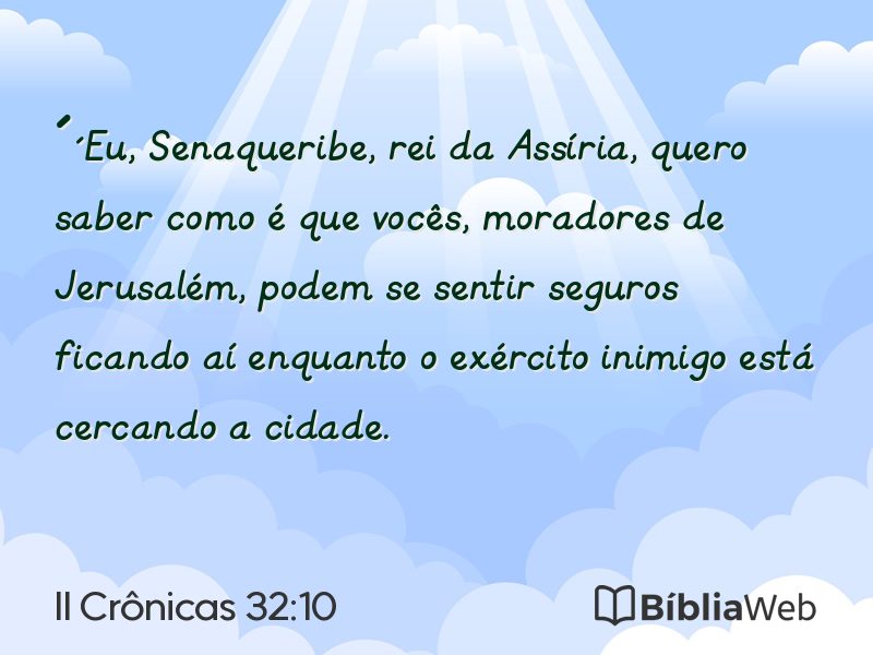II Crônicas 32:10 em imagem para compartilhar