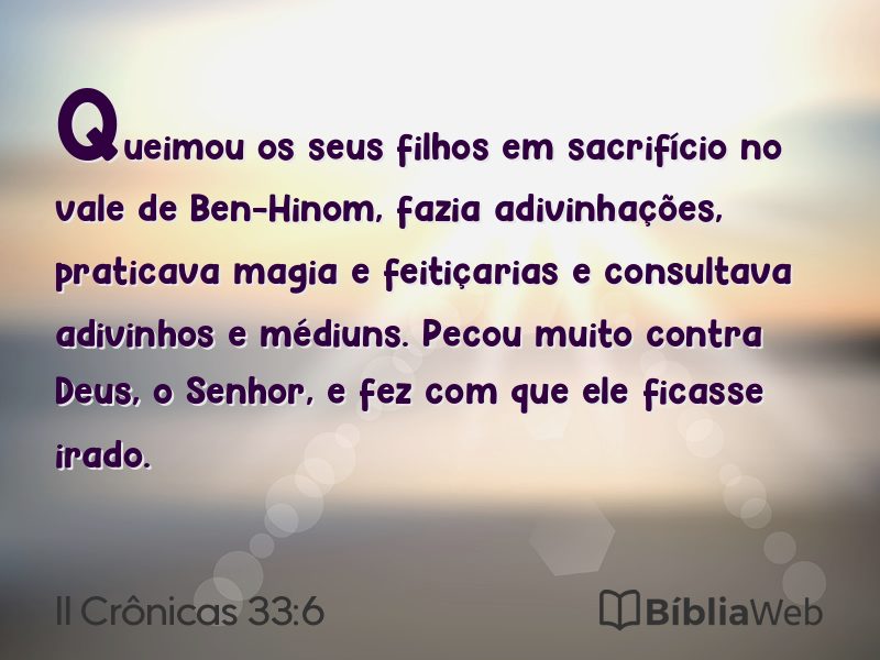 II Crônicas 33:6 em imagem para compartilhar