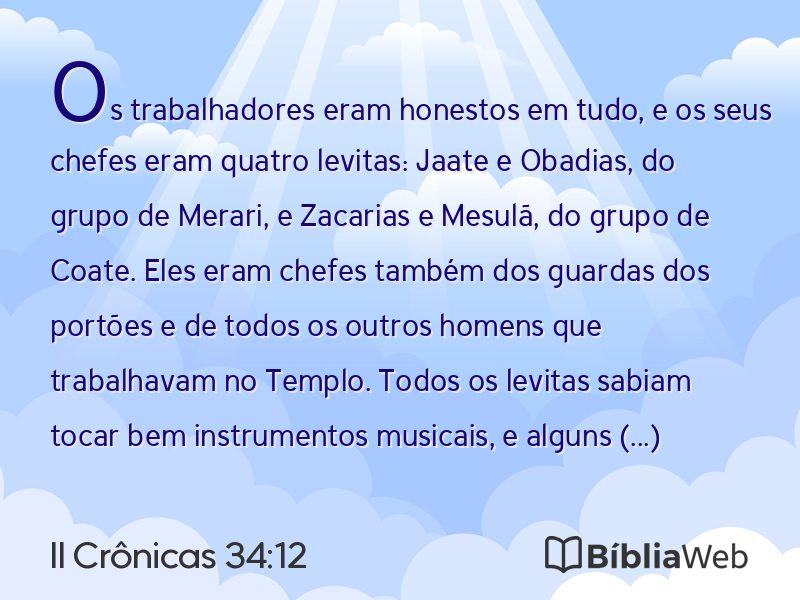 II Crônicas 34:12 em imagem para compartilhar