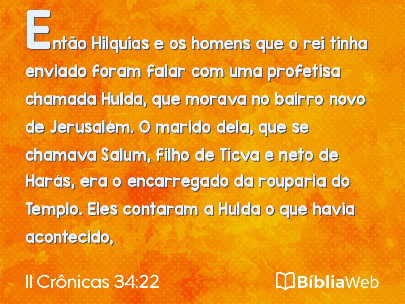 II Crônicas 34:22 em imagem para compartilhar