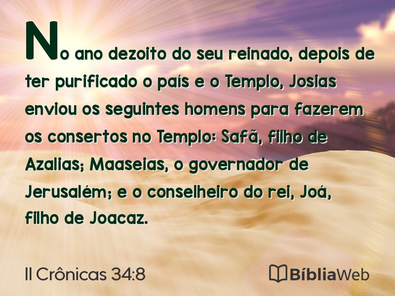 II Crônicas 34:8 em imagem para compartilhar