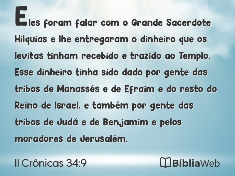 II Crônicas 34:9 em imagem para compartilhar