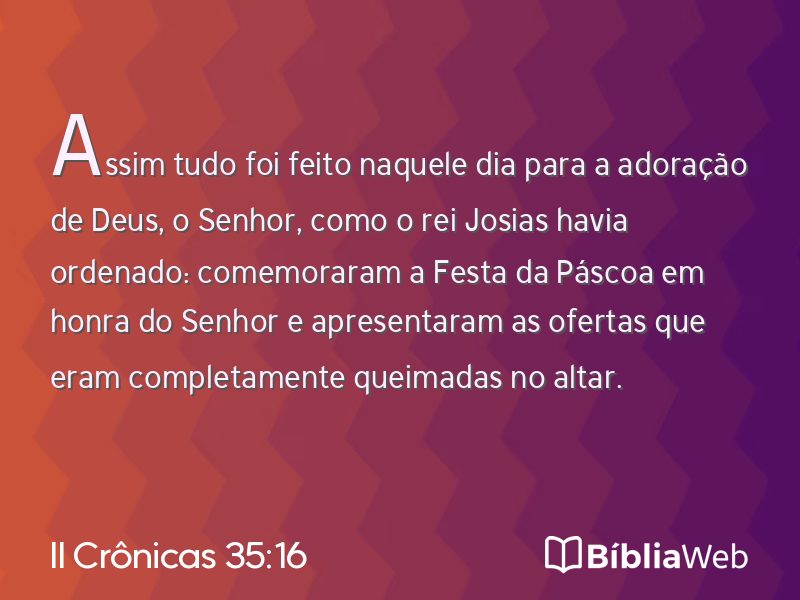 II Crônicas 35:16 em imagem para compartilhar