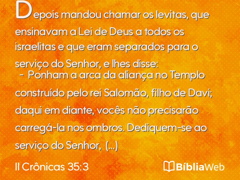 II Crônicas 35:3 em imagem para compartilhar