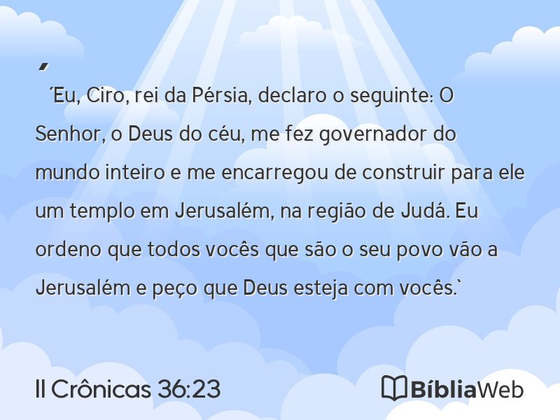 II Crônicas 36:23 em imagem para compartilhar
