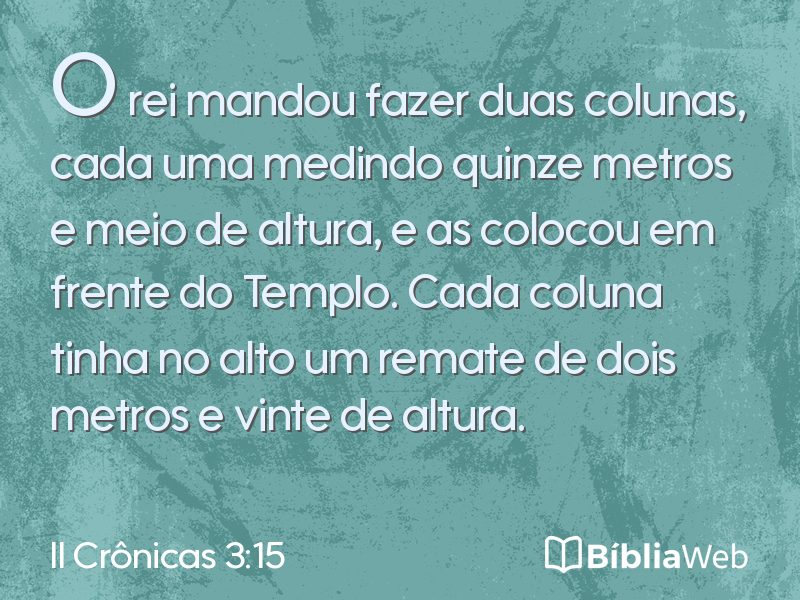 II Crônicas 3:15 em imagem para compartilhar