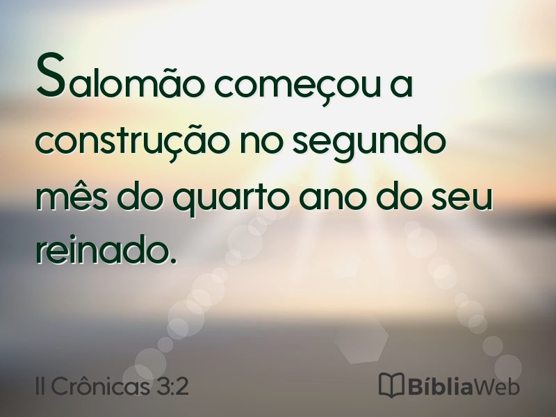 II Crônicas 3:2 em imagem para compartilhar