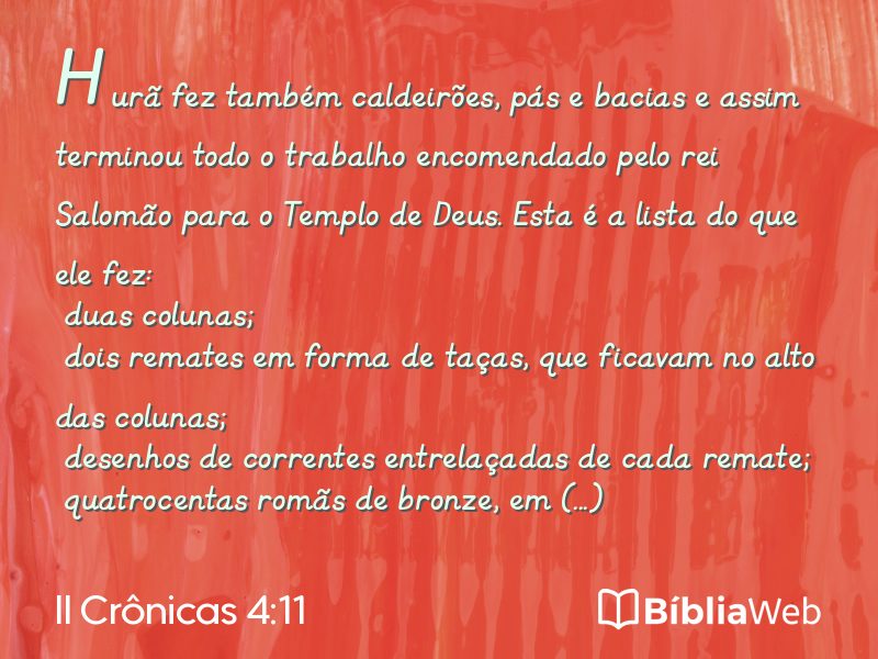 II Crônicas 4:11 em imagem para compartilhar