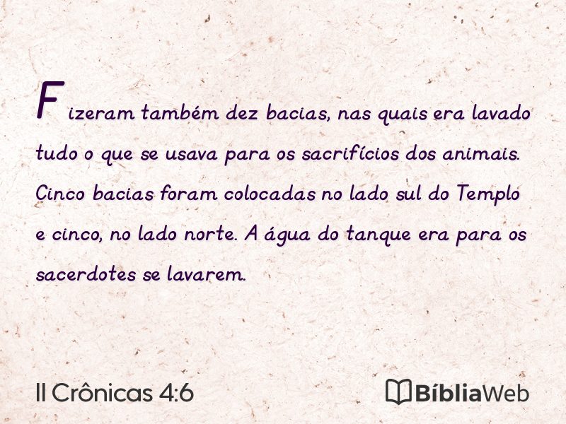 II Crônicas 4:6 em imagem para compartilhar